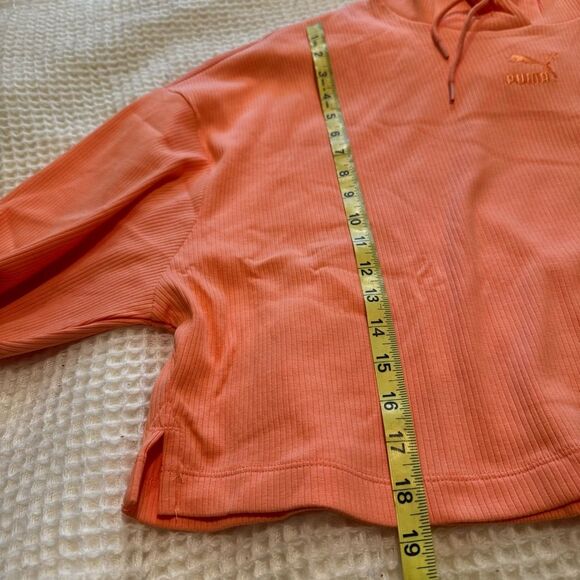 PUMA Classics Ribbed Women’s Cropped Hoodie – Orange, Size XL - Picture 6 of 7